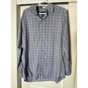David Donahue Men's Fusion Multicolor Check Button Down L/S Shirt Size 16 M/L